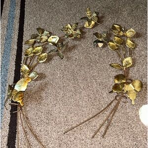 Vintage Home Interiors-Gold Wall Decor Butterfly and Flowers